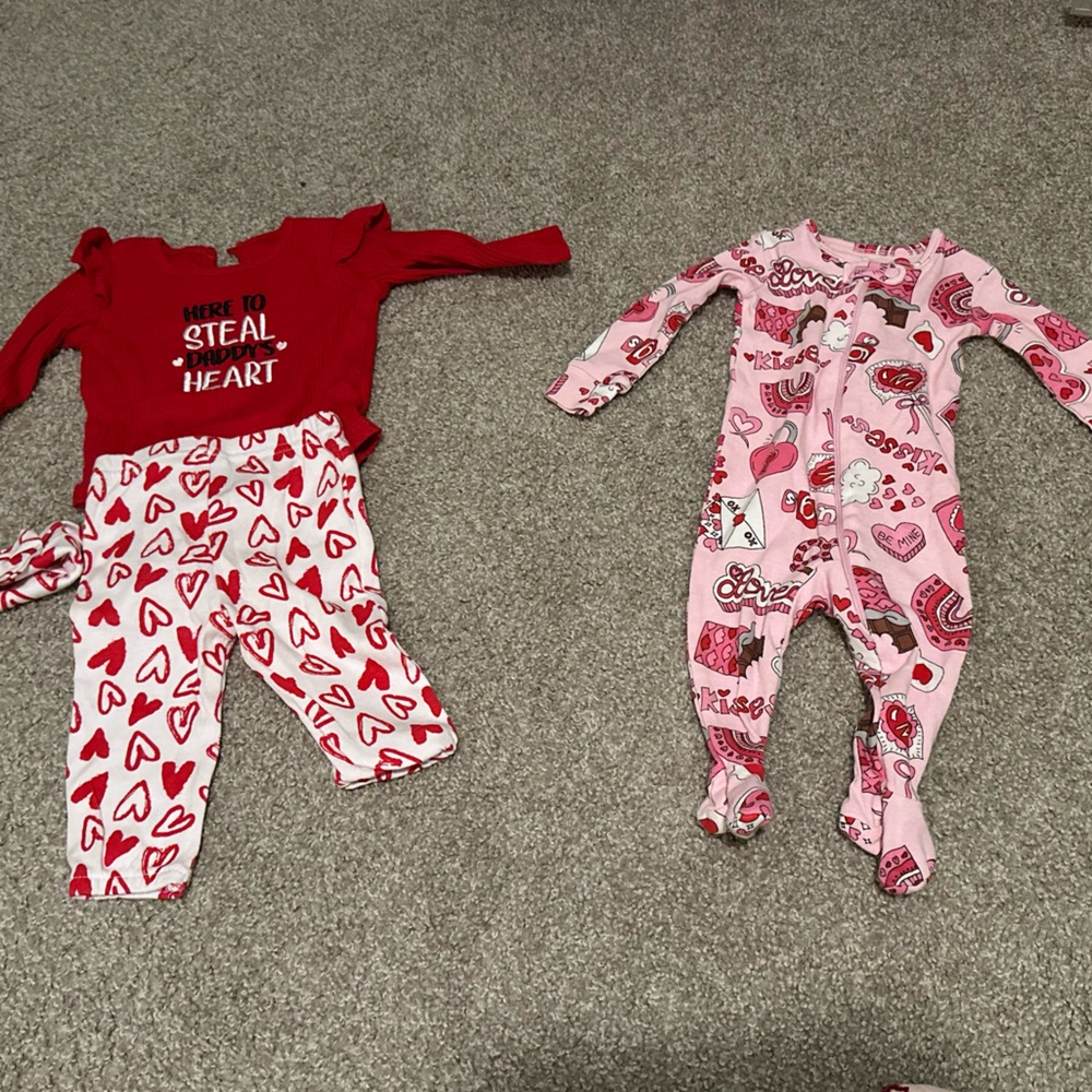 Baby girl Valentine’s outfit and sleeper